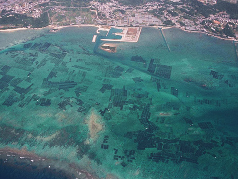 知念の漁場航空写真
